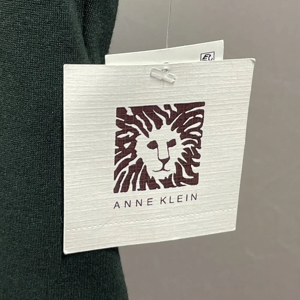 NEW! ANNE KLEIN FOREST GREEN CASCADE RUFFLE TOP! WOMENS 8! - Picture 5 of 12